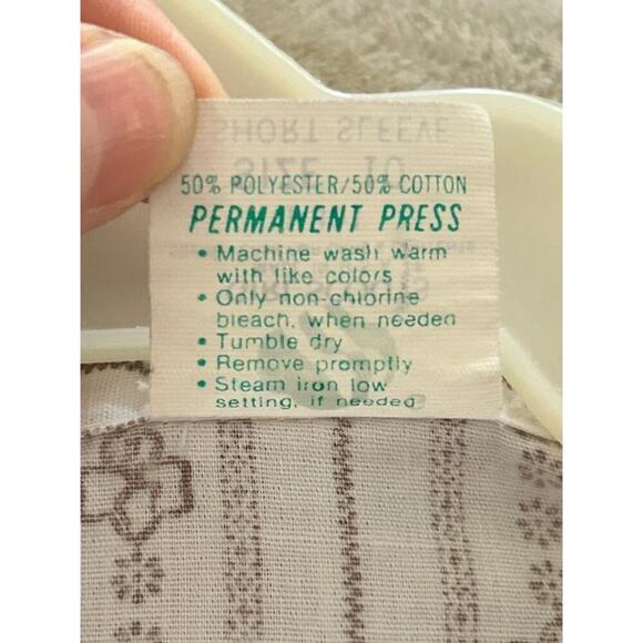 Vintage Girl Scouts Uniform Shirt Size 10 Made in USA Brown Floral Stripe - Picture 5 of 5